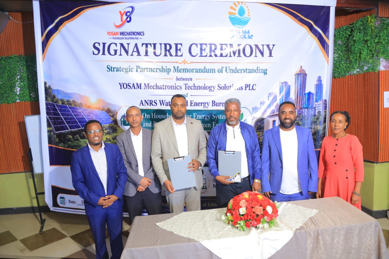 Representatives of YOSAM Mechatronics and the Amhara Region Water and Energy Bureau at the MoU signature ceremony