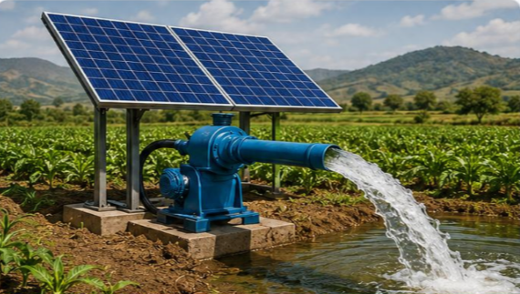 Solar irrigation pump supporting farm productivity