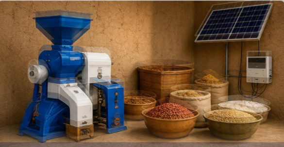 Solar-powered grain processing and community enterprise