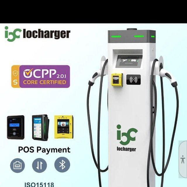 Commercial EV charging tower with OCPP support
